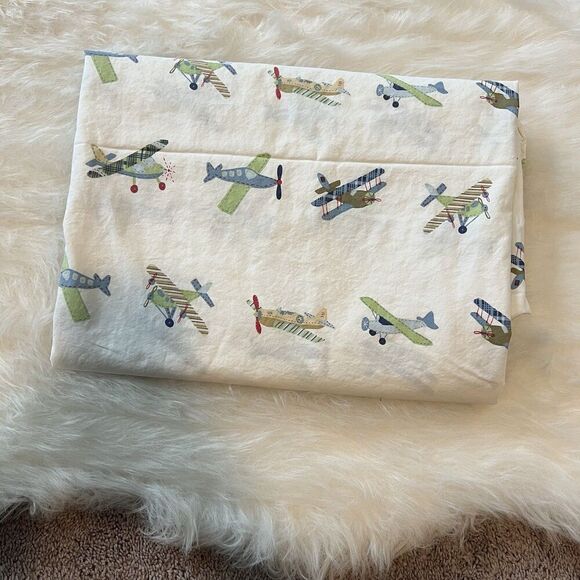 Pottery Barn Kids Twin Flat Sheet Aeroplanes - Picture 1 of 5